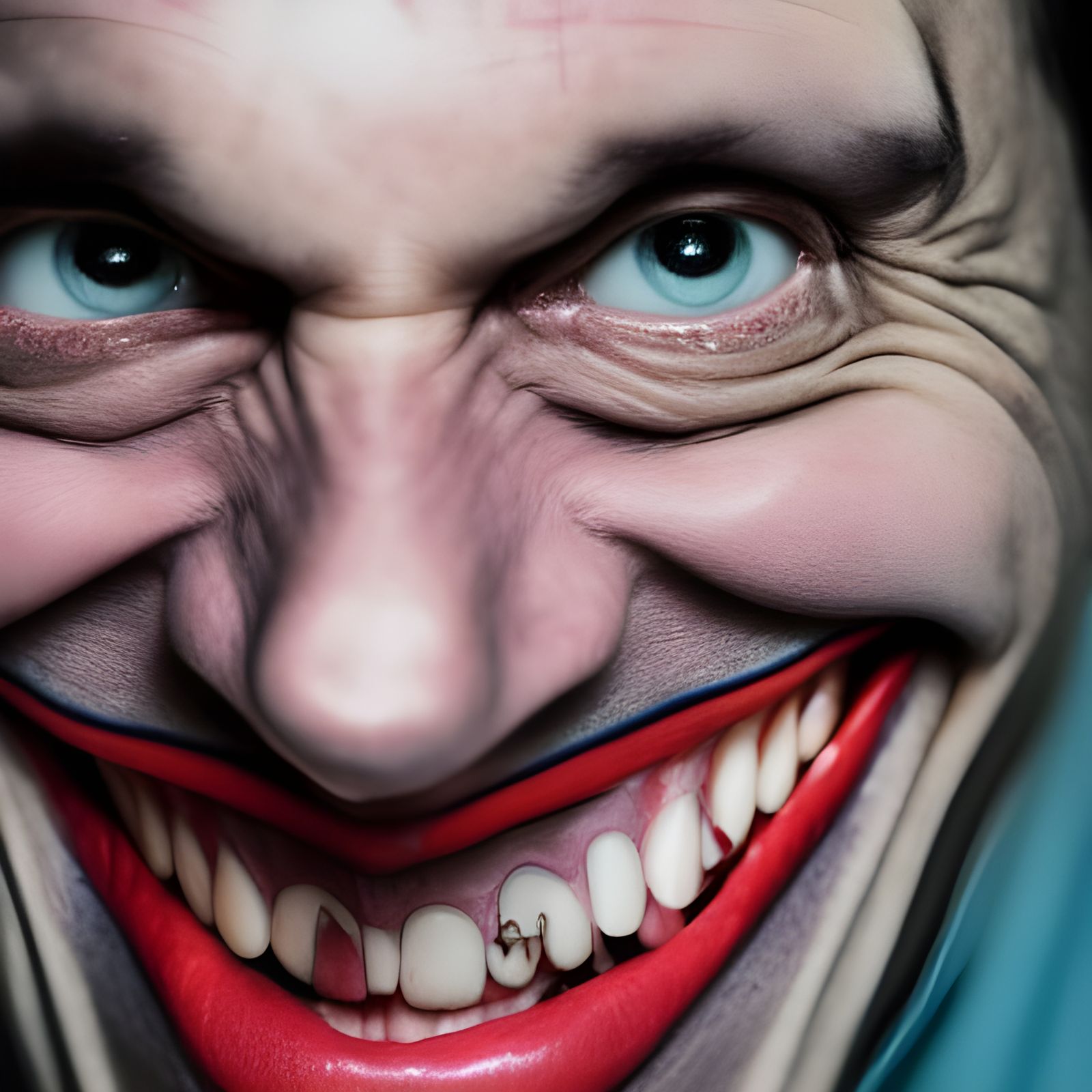 Evil Joker Close-Up Portrait in Studio Lighting