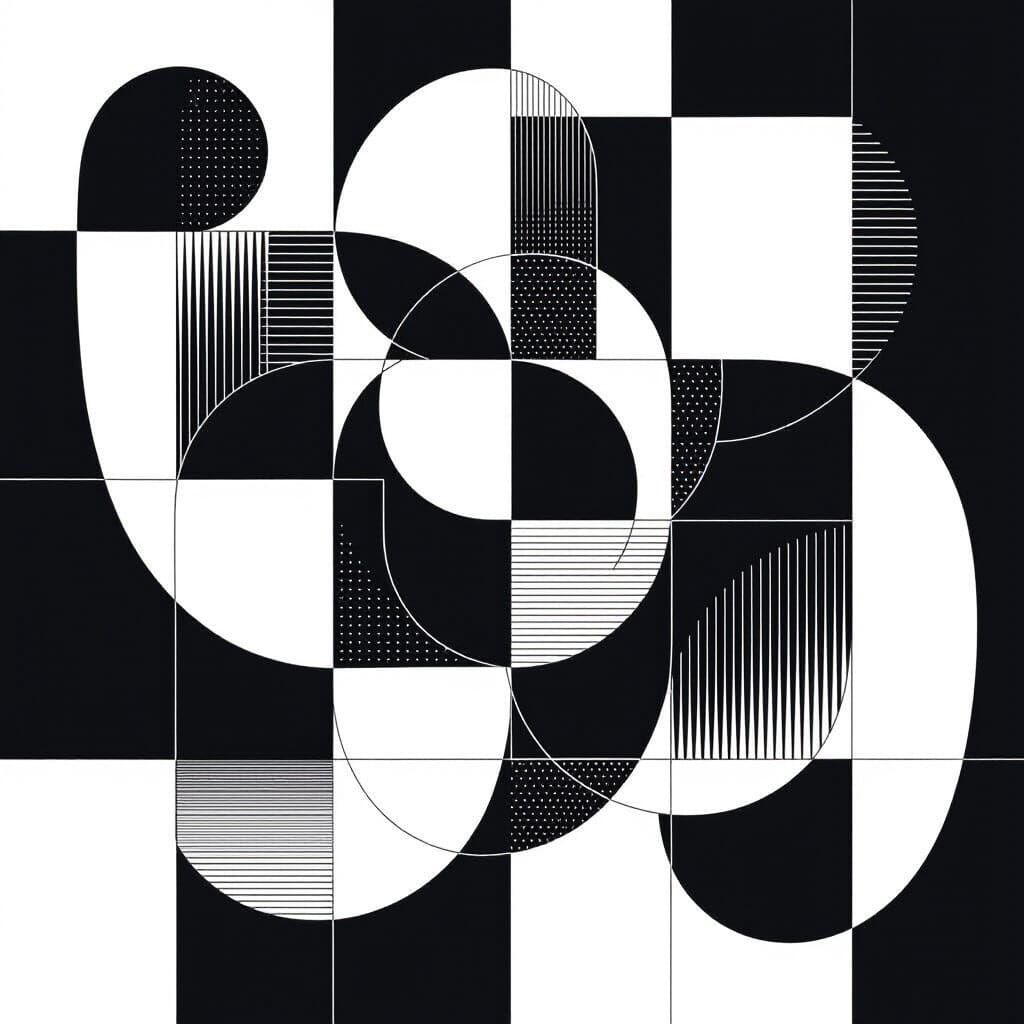 Abstract Geometric Shapes in Minimalist Line Art