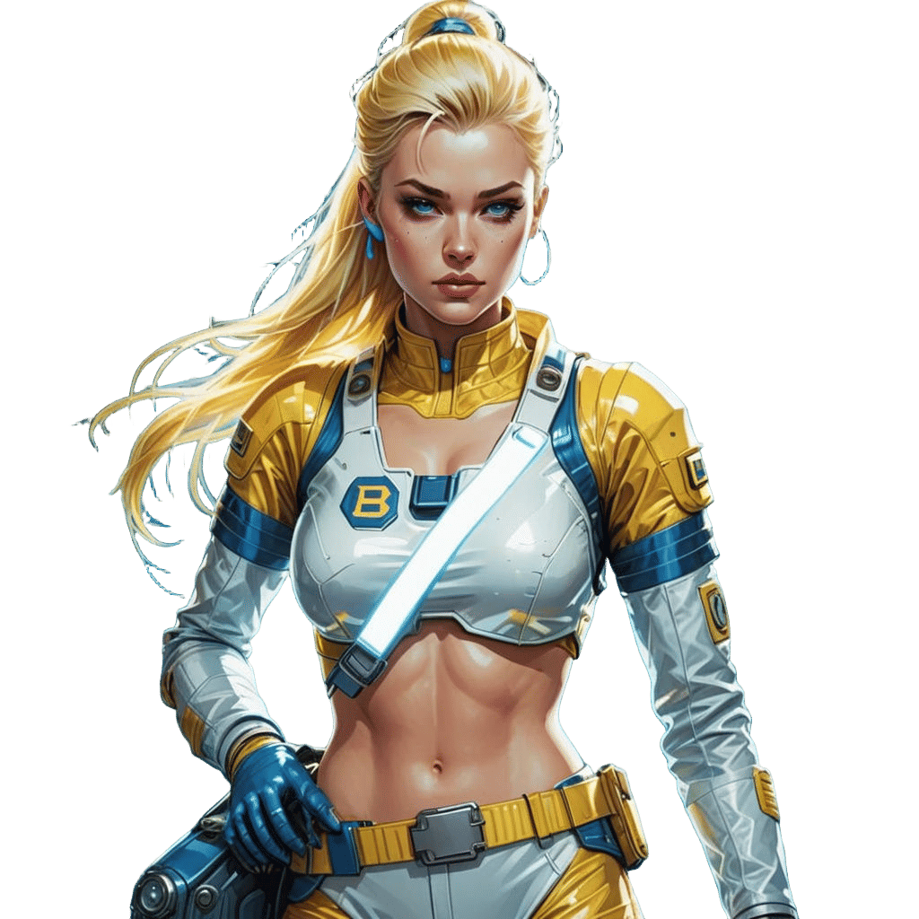 Retro Punk Space Girl in Yellow Suit