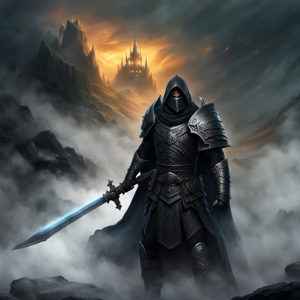 Grimdark Warrior in Swirling Mists
