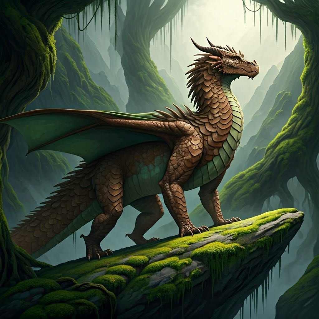 Mystical MudWing Dragon in Earthy Fantasy Landscape