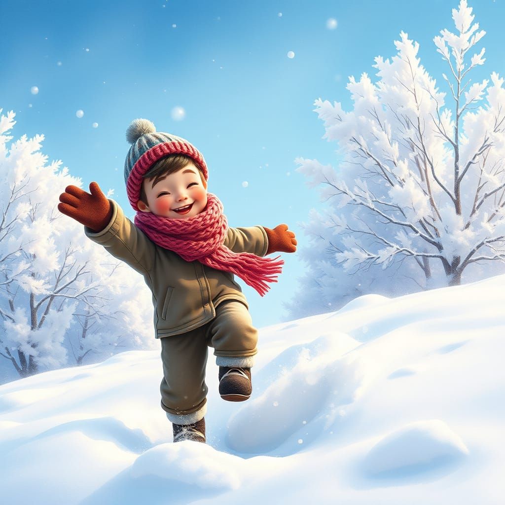 Winter Wonderland Boy in Snowy Delight