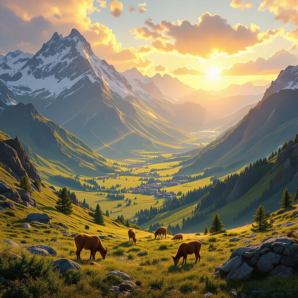 Majestic Mountain View: A Cinematic Digital Landscape