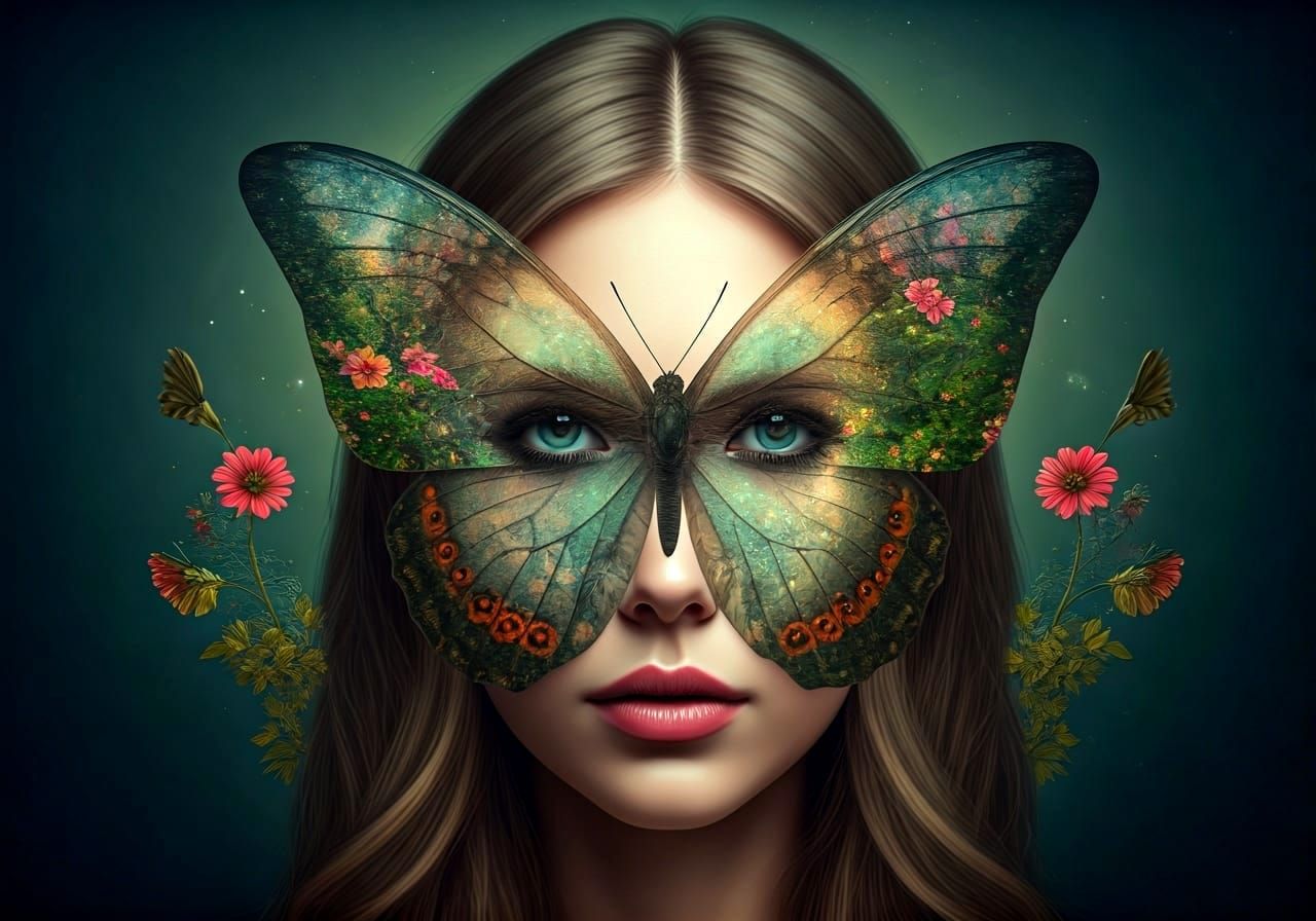 Magical Cat Butterfly Fairytale Landscape