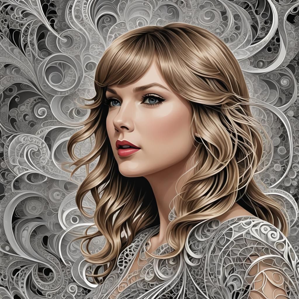 Taylor Swift Singing in Abstract Fractal Style