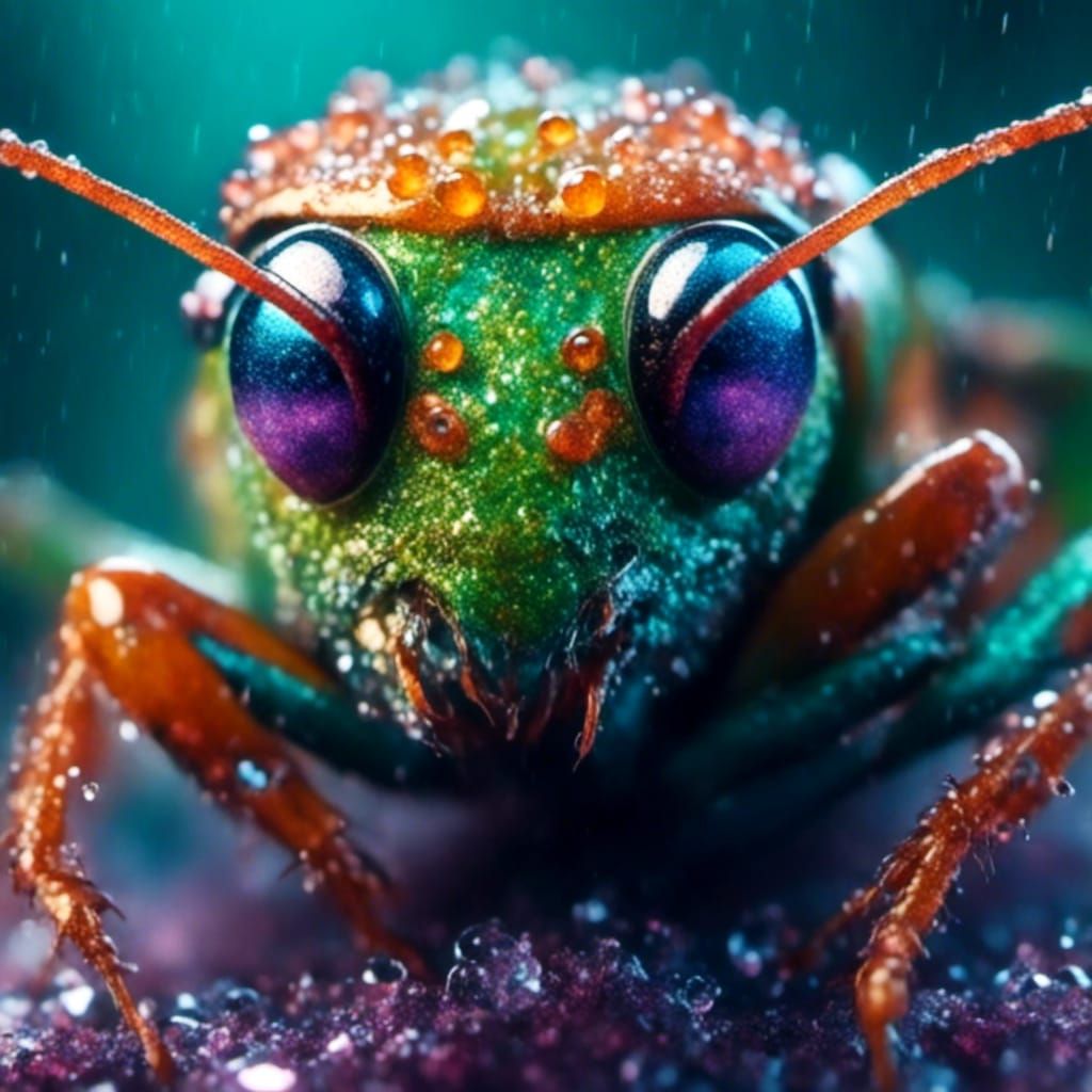 Rainbow Grasshopper Macro in Dreamy Pastel Colors