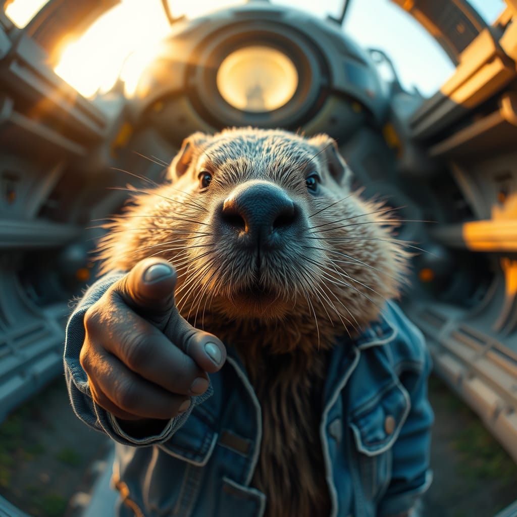 Mischievous Beaver Photobombs a Futuristic Spaceship