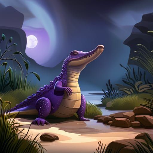 Cute purple crocodile