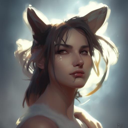 Detailed Furry Portrait in Art Nouveau Style