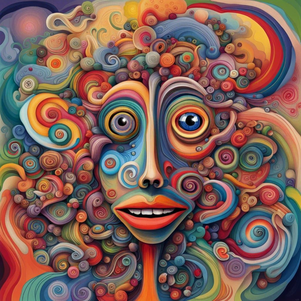 Surreal Face Composed of Abstract Swirls