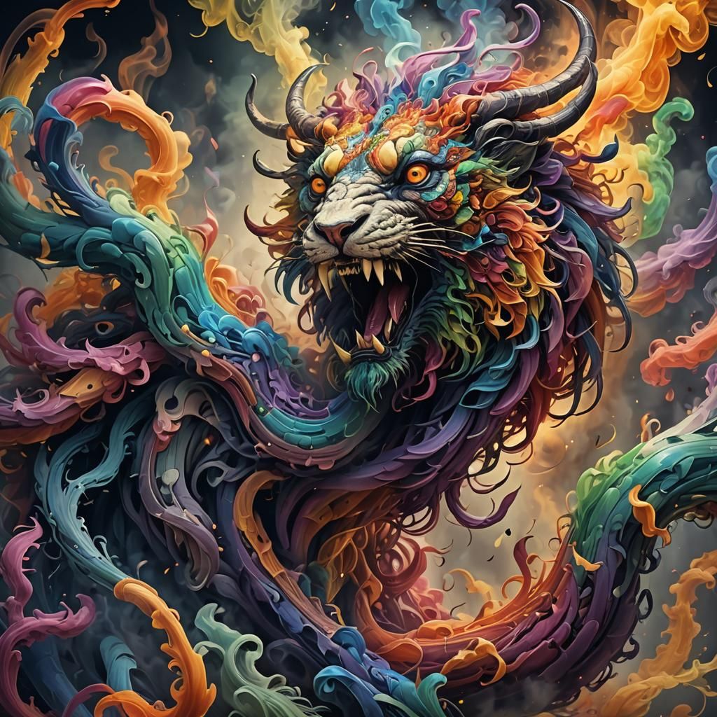 Eldritch Smoke Animal in Swirling Motion