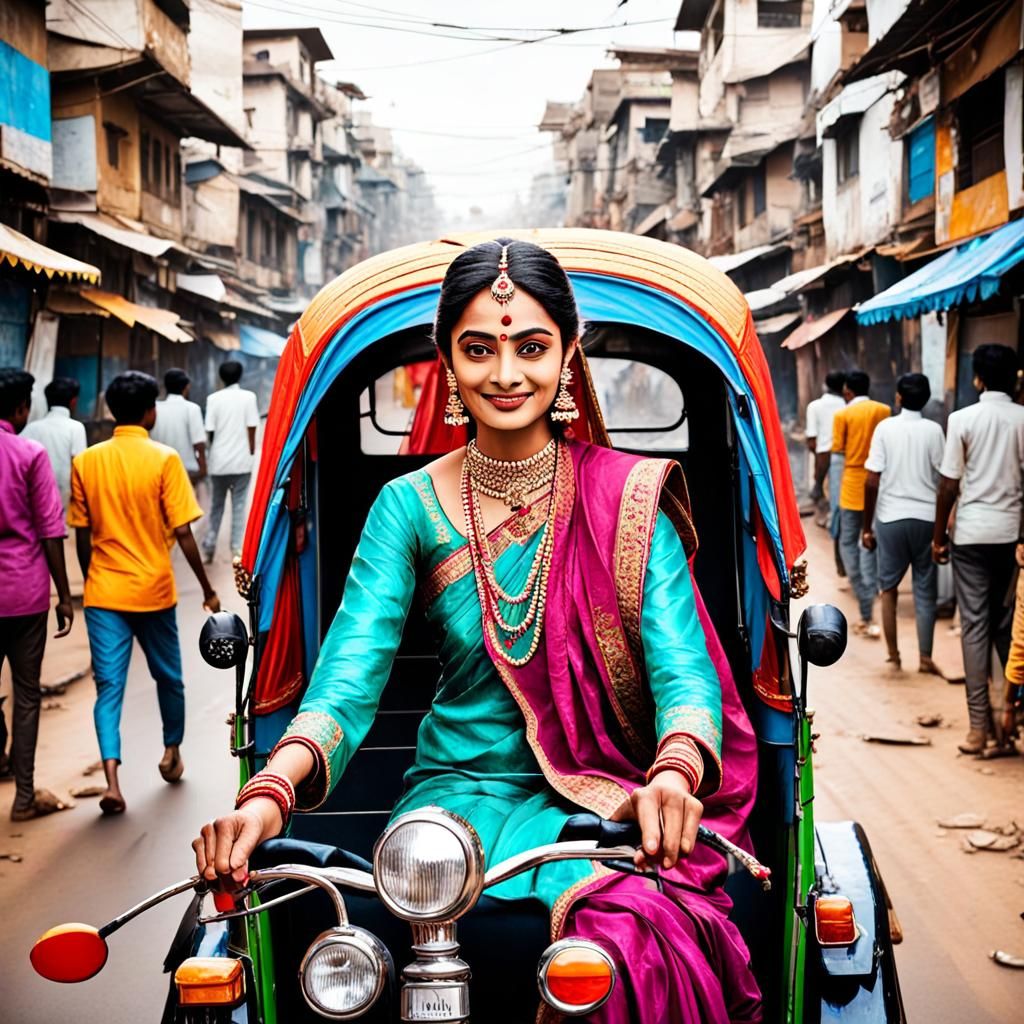 Maharani in rickshaw