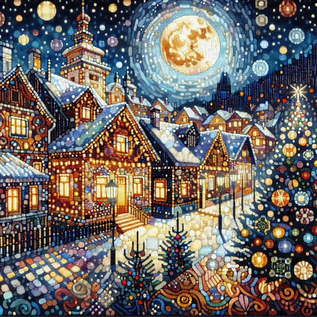 Surreal Nightscape Watercolor Tapestry