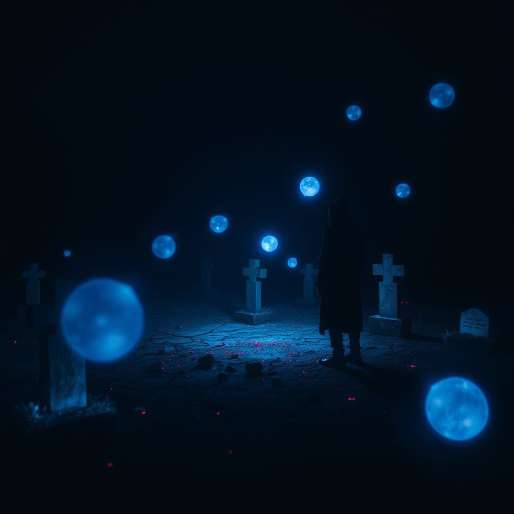 Lonely Figure in a Forgotten Graveyard