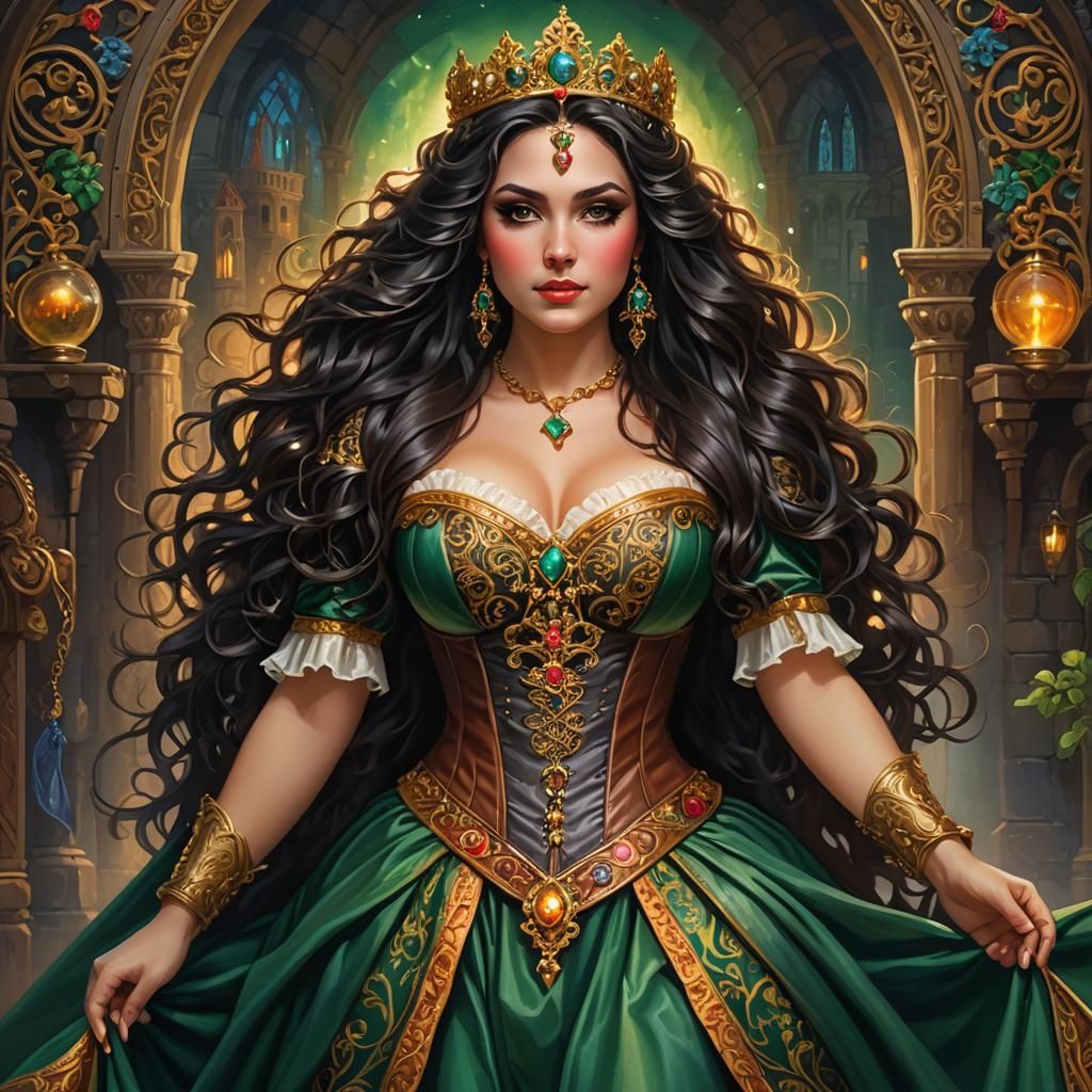 Beautiful Medieval Magician in Acrylic Painting