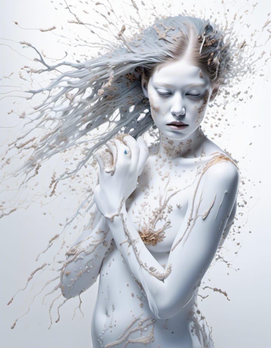 Galactic People: Hyperrealistic Brushstroke Portrait