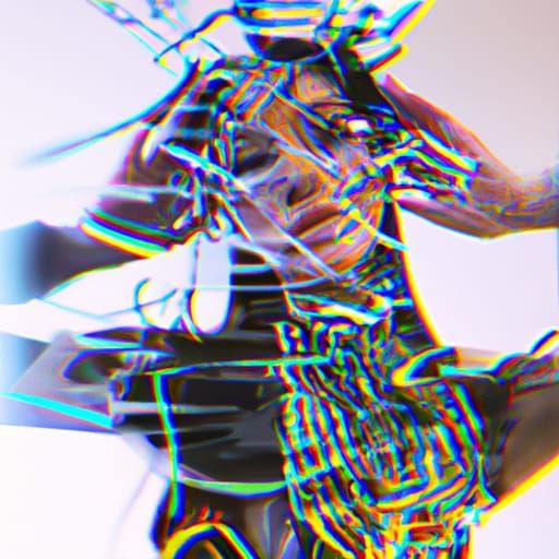Biopunk Glitchcore Woman with Lens Flare in Cinema 4D