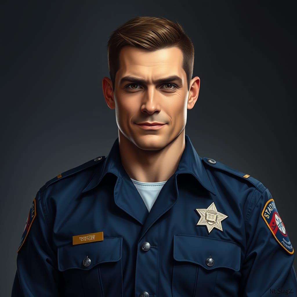 Authoritative Figure in Navy Blue Uniform