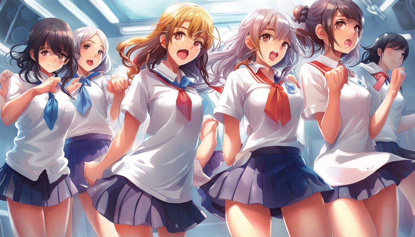 Hyperrealistic Sci-Fi Women's Paint Fight in Anime Style