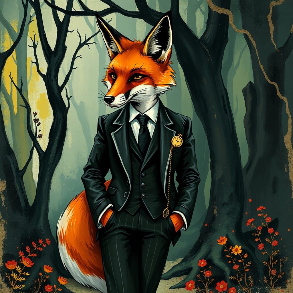 Sophisticated Fox Embarks on Whimsical Woodland Adventure