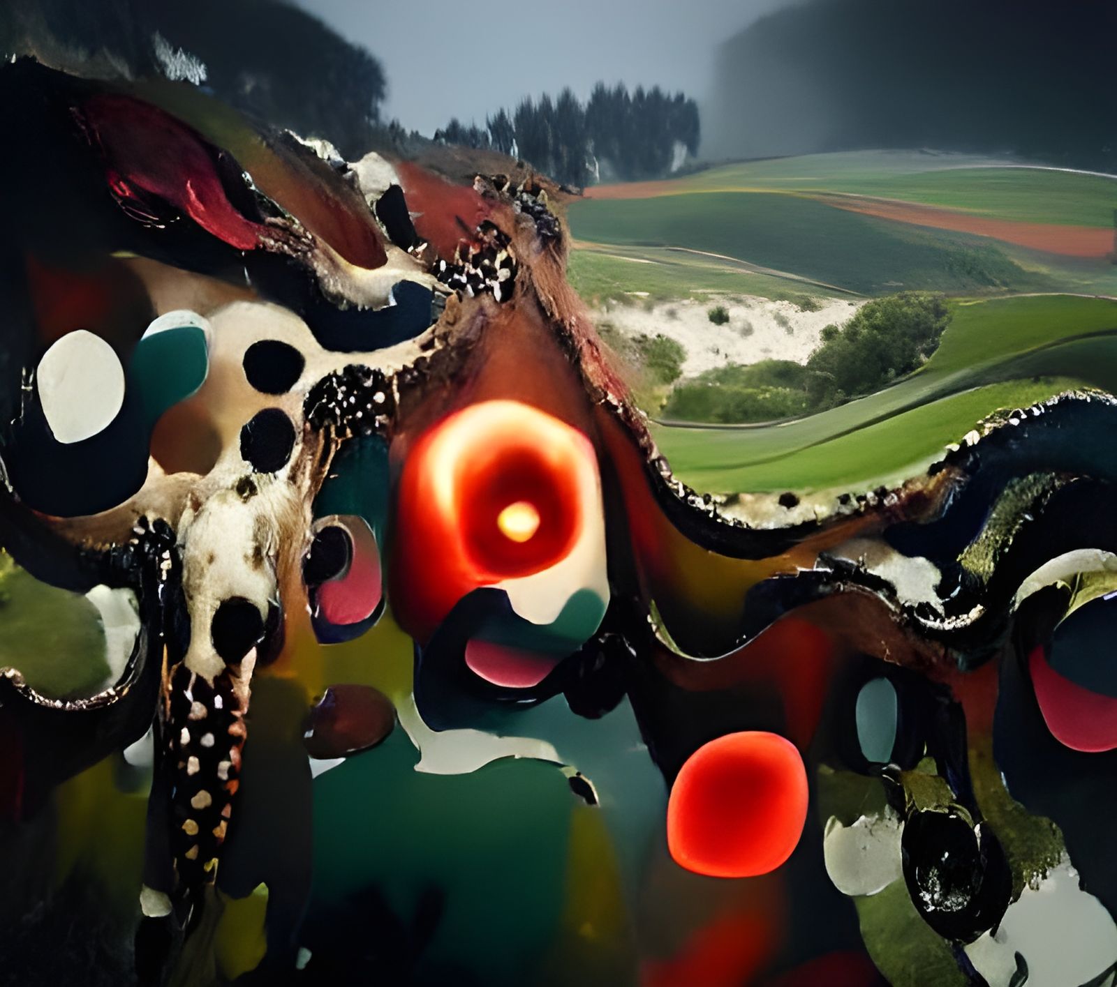 Surreal Horses in Maze with Impasto and Kaleidoscope