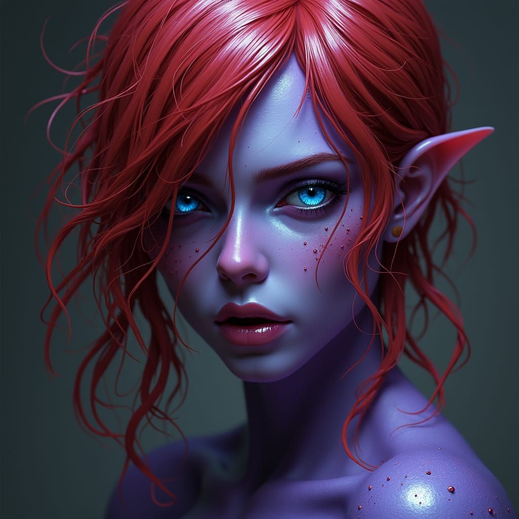 Ethereal Purple Woman: Fantasy Portrait in Art Nouveau Style