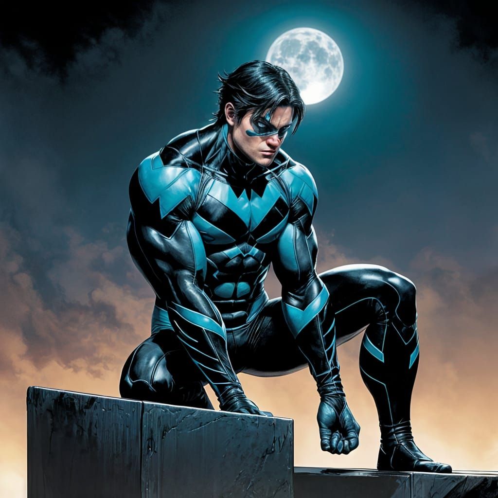 Nightwing on Gotham's Edge: Ready to Pounce