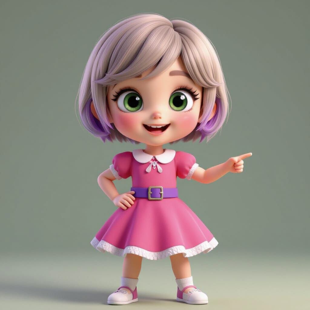 Masha, 6-Year-Old Girl in Vibrant 3D Anime Style