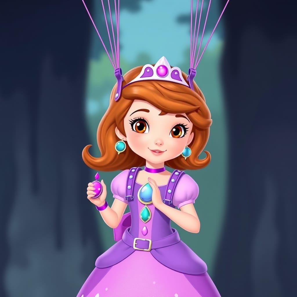 Princess Sofia with Parachute, Whimsical Disney Art
