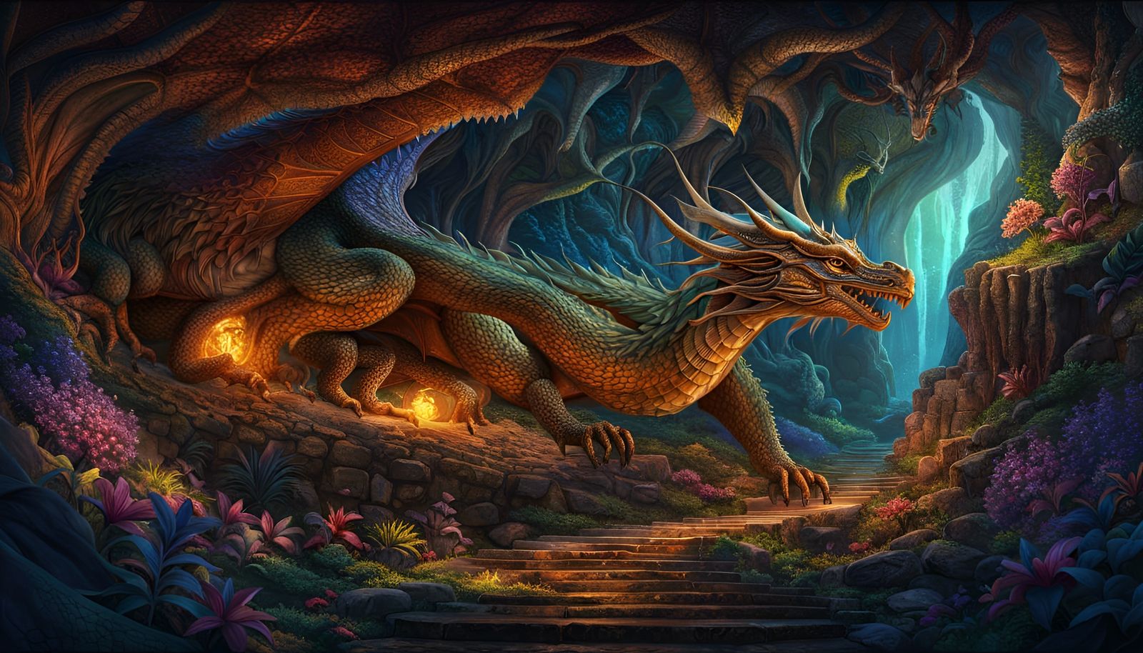 Enchanted Dragon's Cave: Fantastical Art