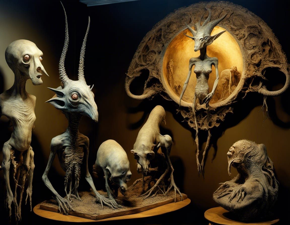 Cryptid Taxidermy League in Surrealist Style