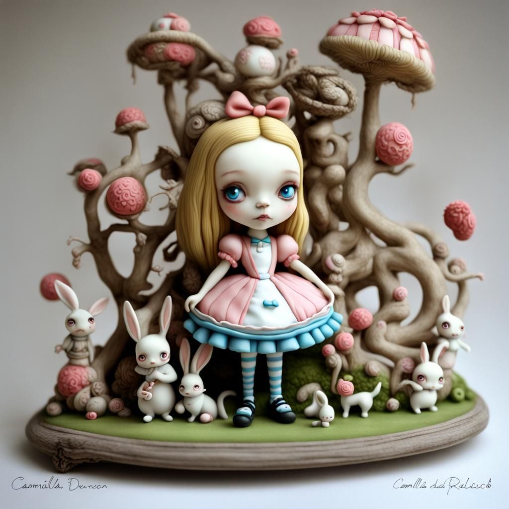 Alice in Wonderland Polymer Clay Sculpture