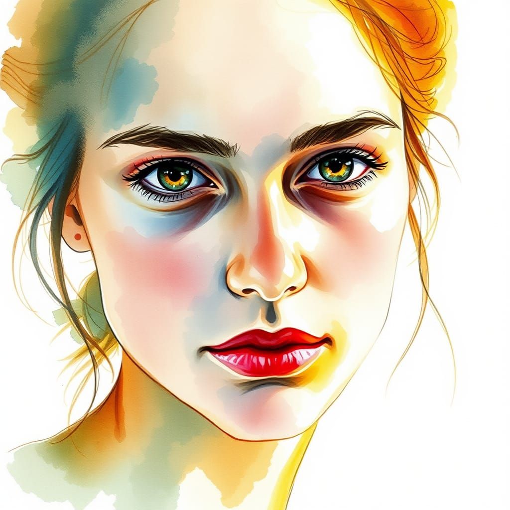 Expressive Watercolor Portrait of a Young Man