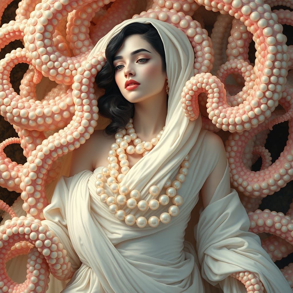 Pearls and Tentacles: Woman in Biomechanical Style