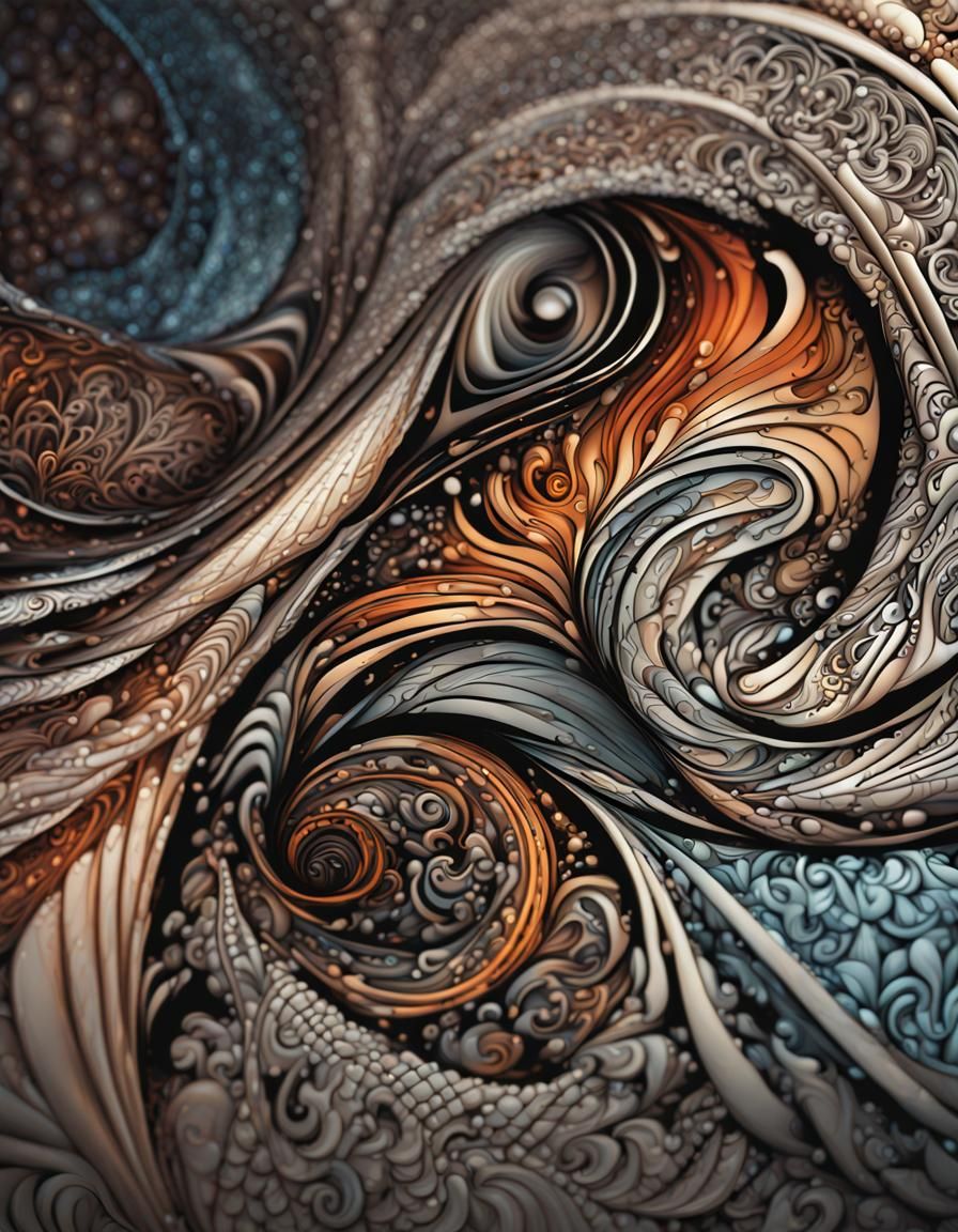 Colorful Abstract Zentangle with Swirls and Angles