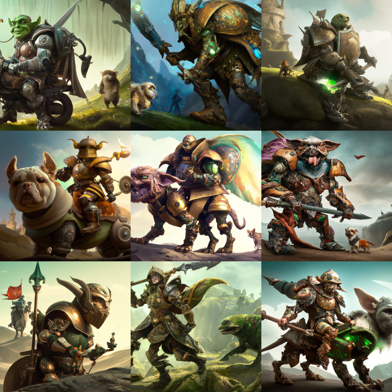 Armored Goblin Cavalier on Fish Mastiff