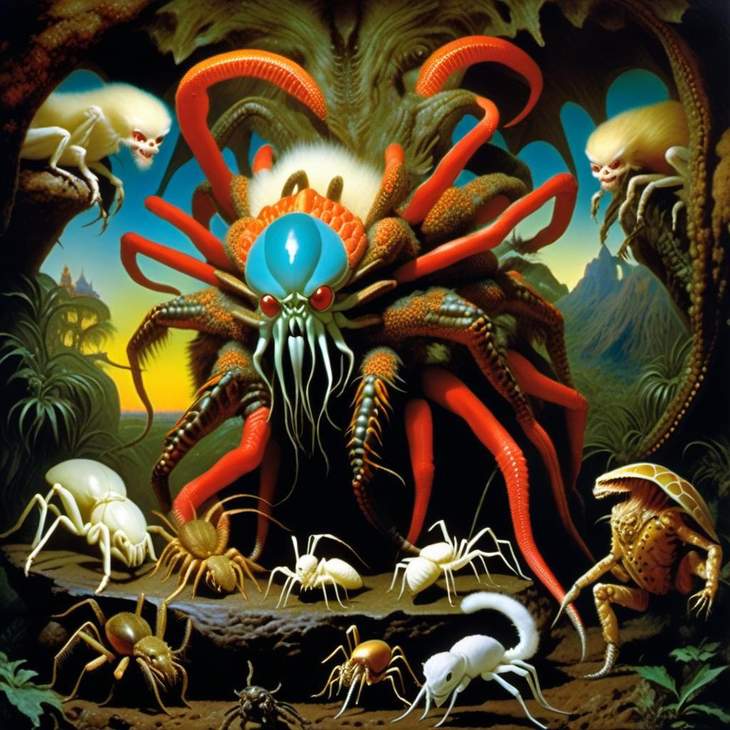 Surreal Cryptid Taxidermy Monster in Imperial Colors