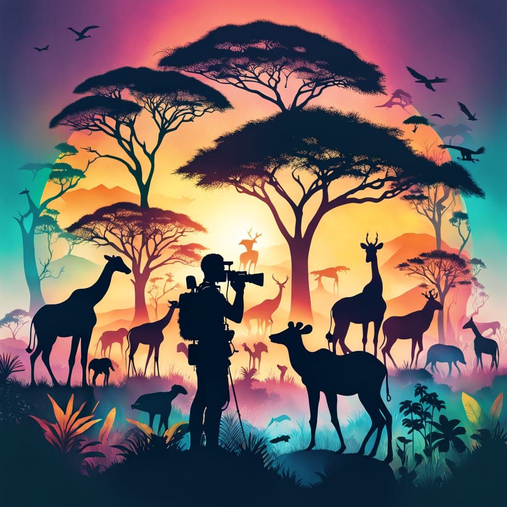 Wildlife Photographer's Dream: African Savanna Double Exposu...