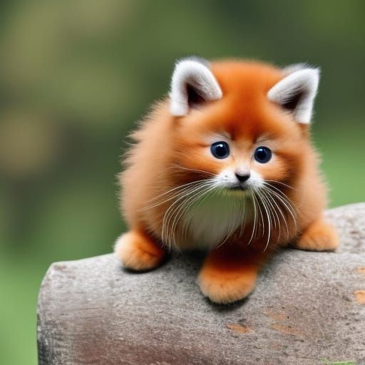Adorable Red Panda Kitten, Detailed Concept Art