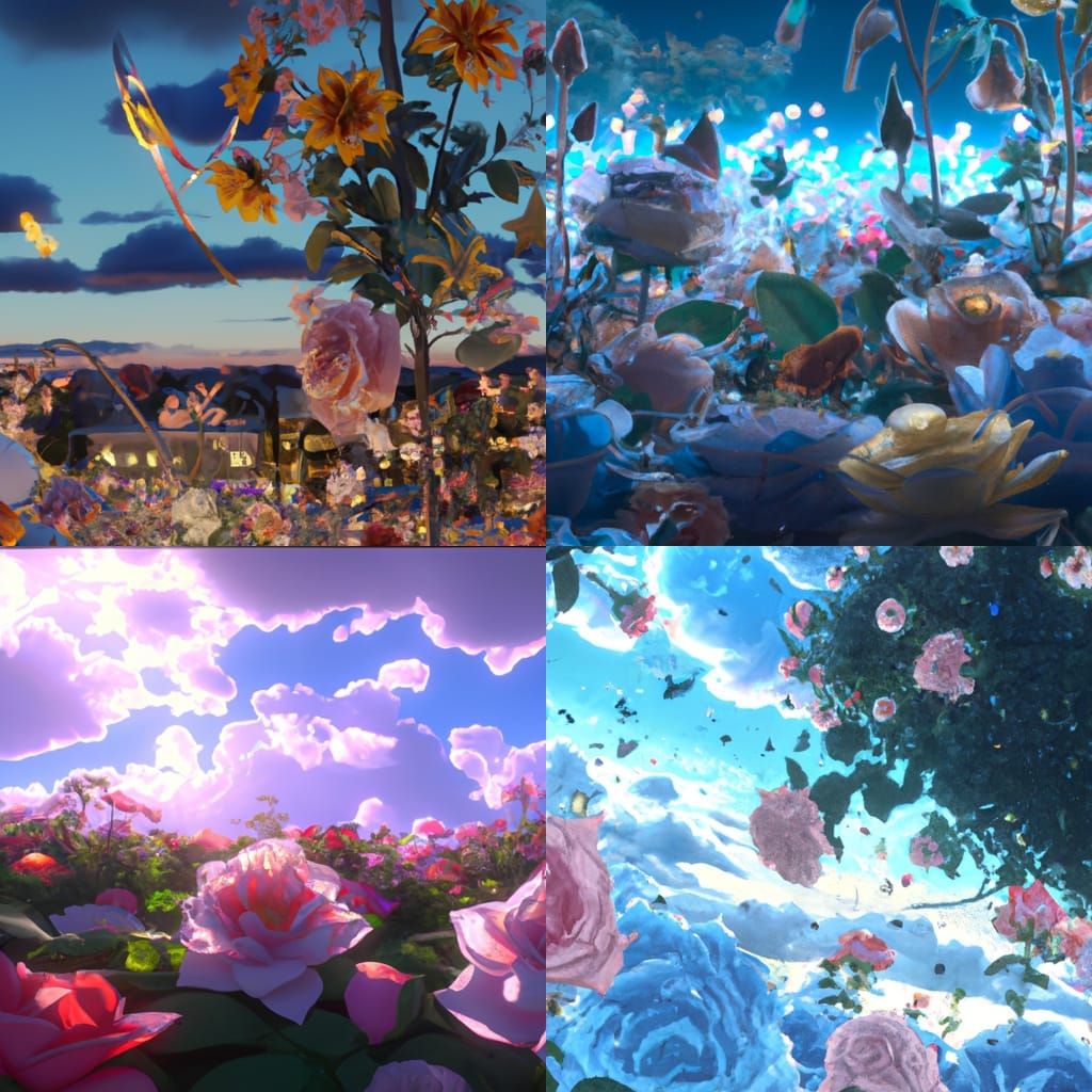 Dreamlike Flower Meadow in Studio Ghibli Anime Style