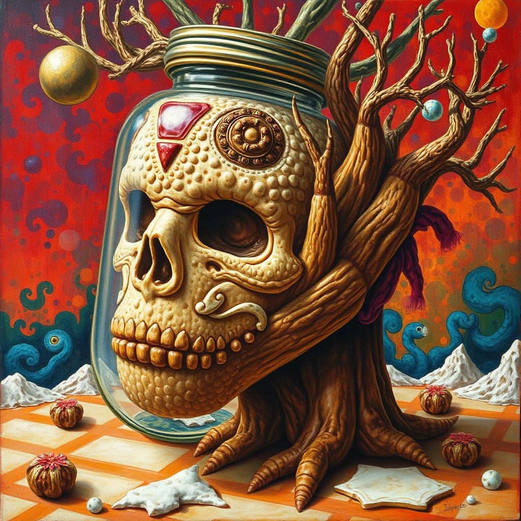 Surrealistic Depiction of Reptiles and Amphibians in Whimsic...