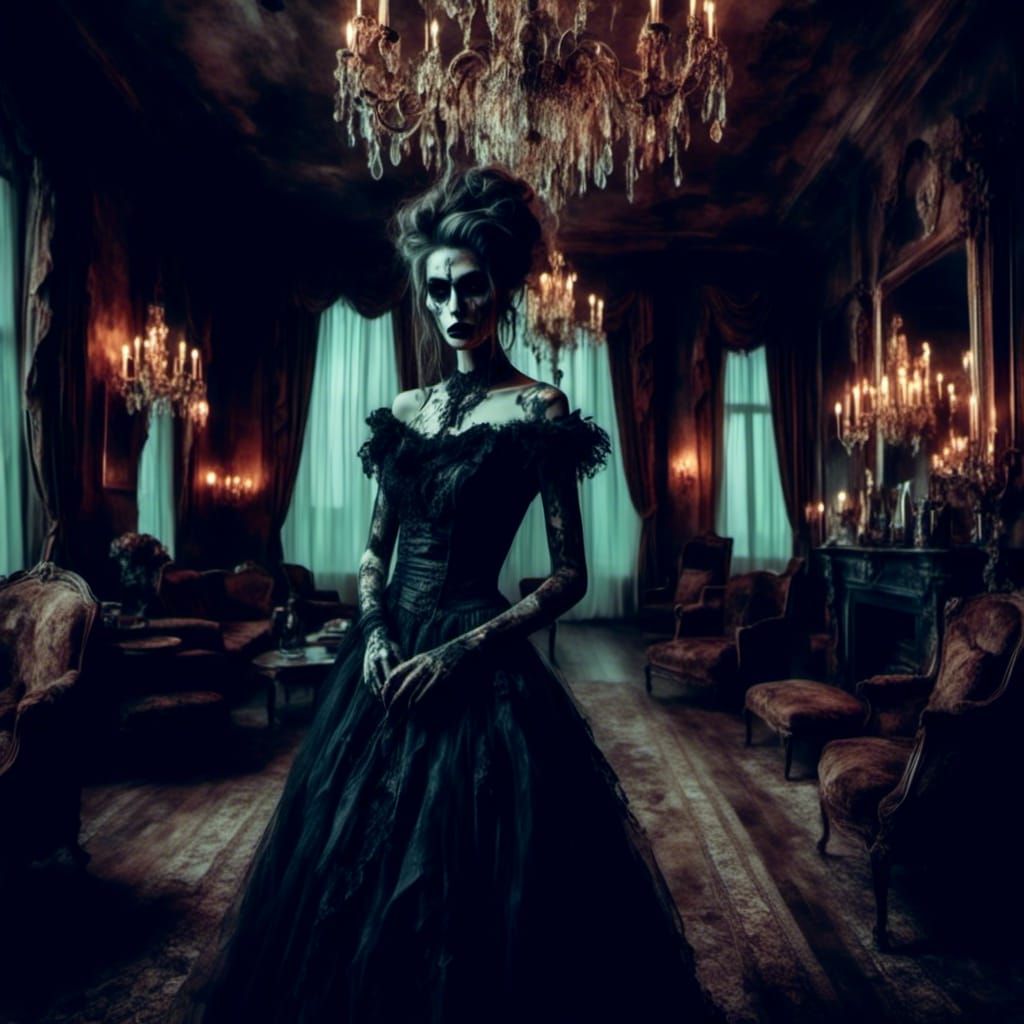 Dark Makeup Woman in Hotel Reception