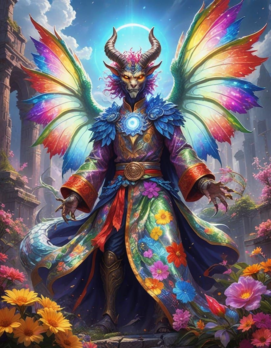 Winged Serpent Demon in Surreal Comic Style