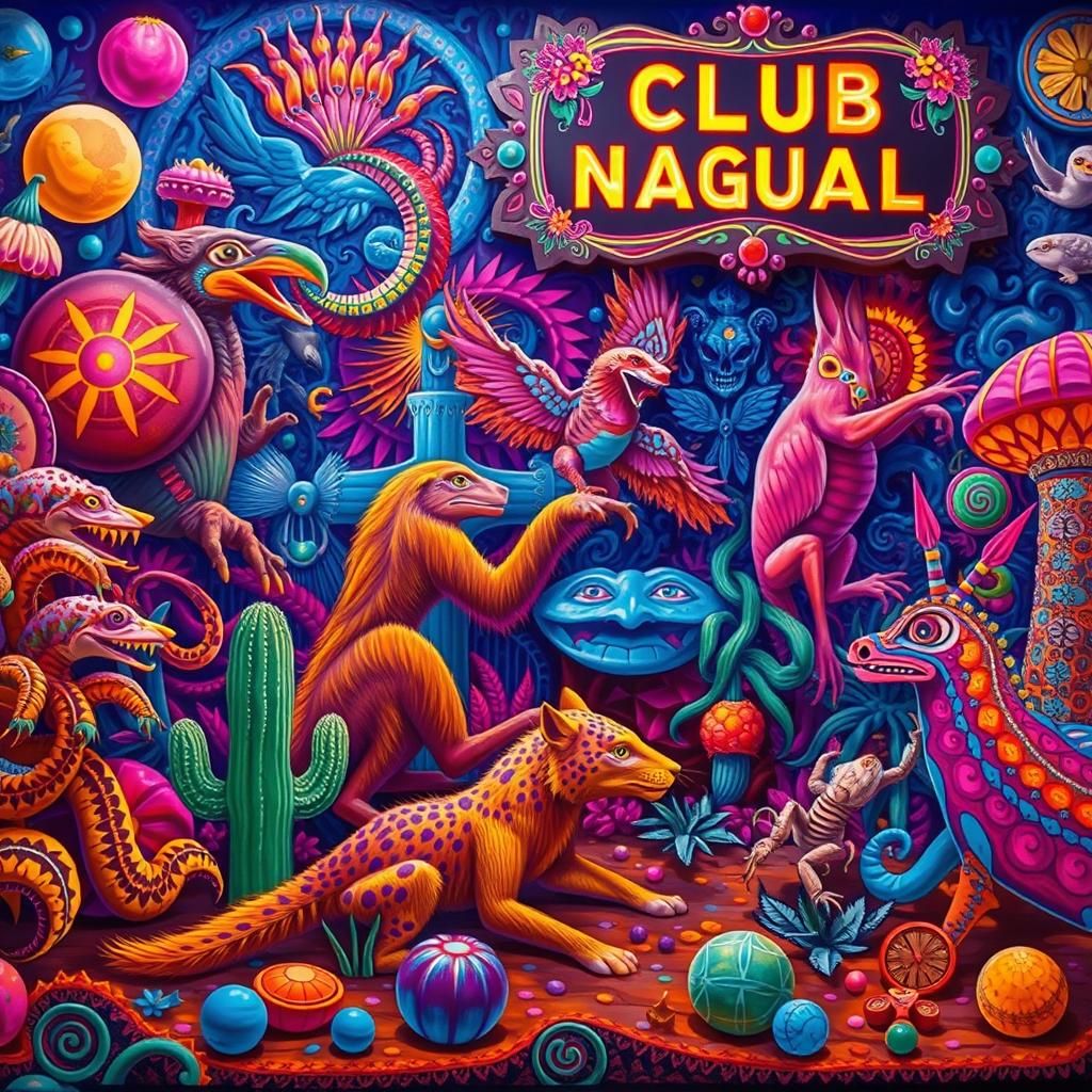 Hallucinatory Nightclub Interior with Mexican Folk Art