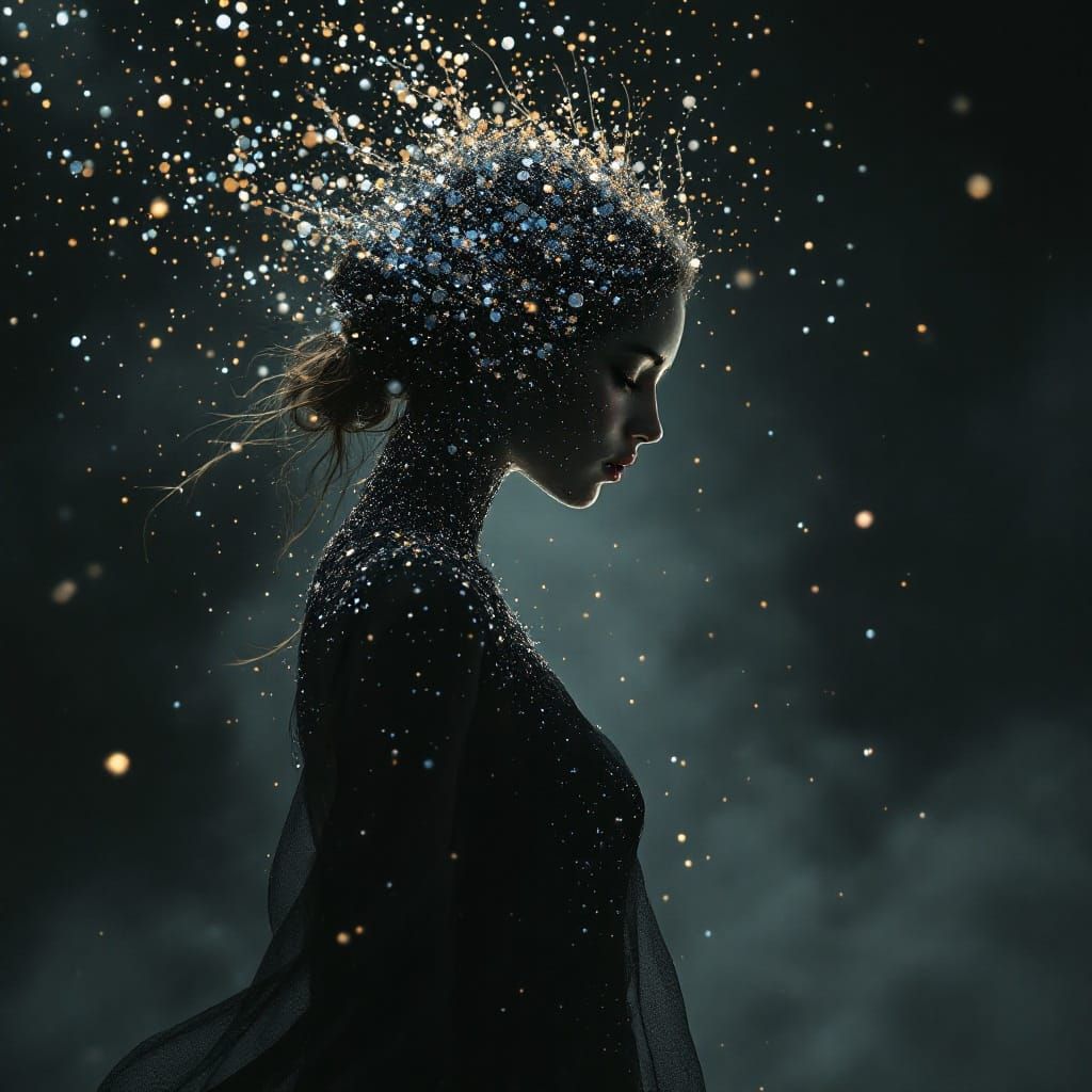 Ethereal Doppelganger Confronts the Melancholy Woman