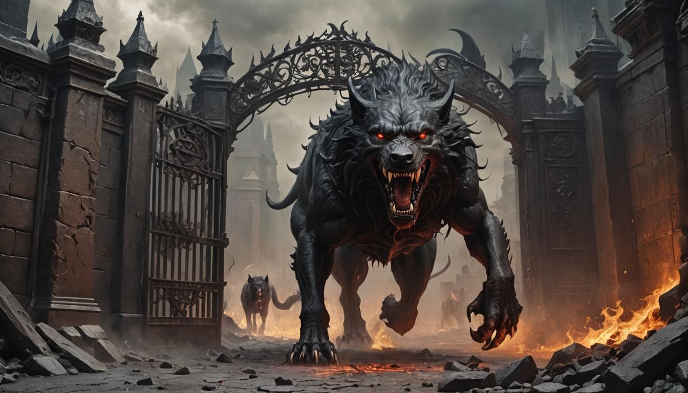 Realistic Hellhound Guarding the Gates of Hell
