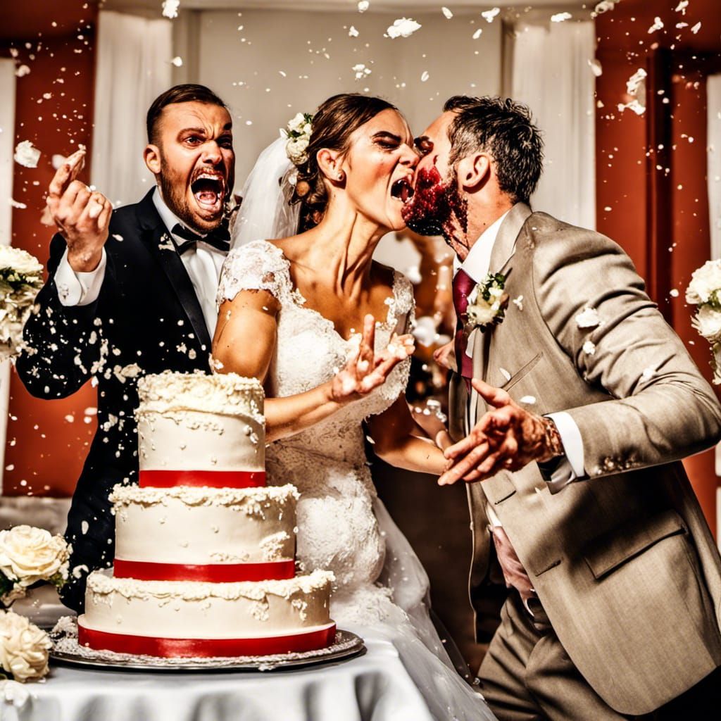 Bride Throws Wedding Cake at Groom's Face