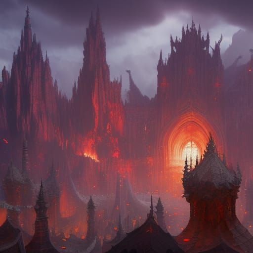 Fantastical Devil Kingdom in Detailed Matte Painting
