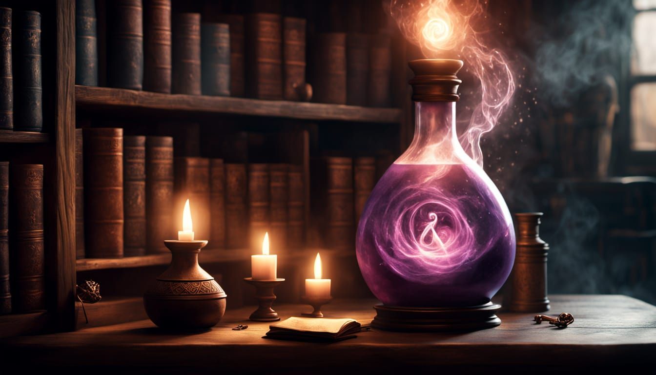 Magical Potion Bottle with Glowing Runes