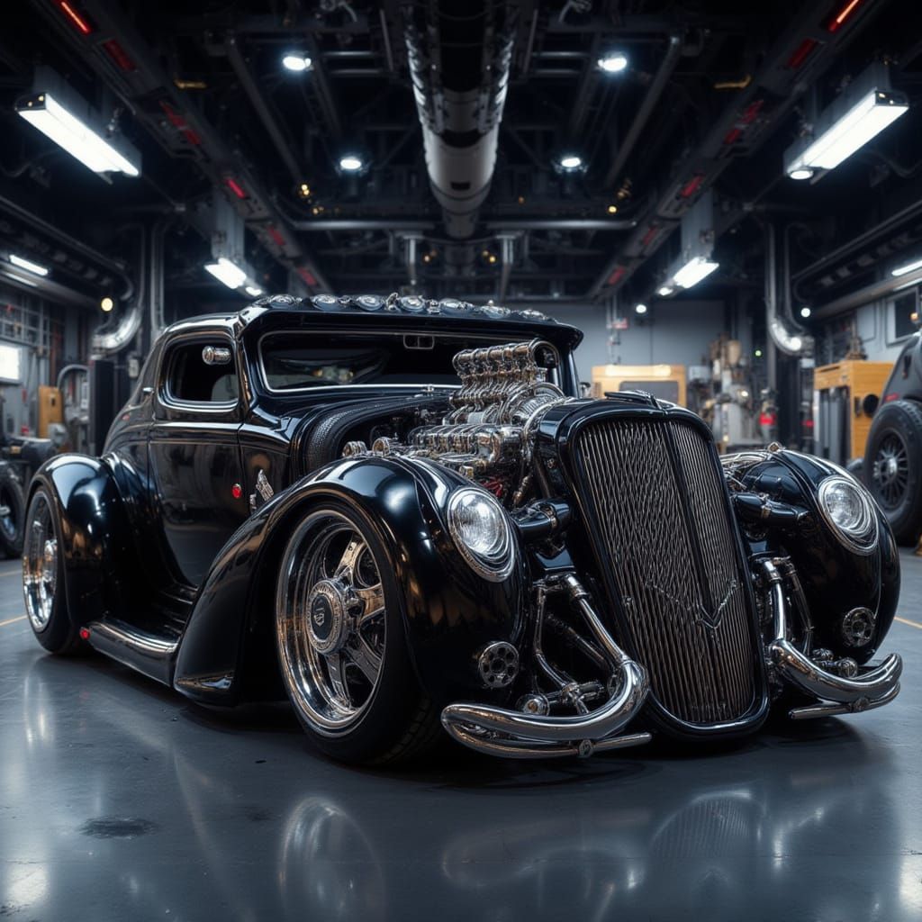 Custom Chopped Slammed Car in Showroom